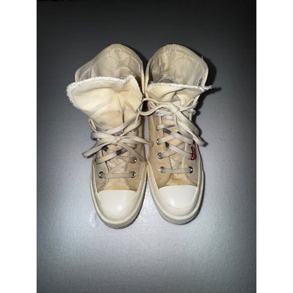 Comme Des Garcons Play X Converse Chuck Taylor All Star HighTop Sneakers Beige 8 - Picture 4 of 13